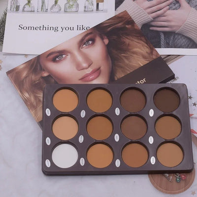 12-Color Matte Makeup Palette – Waterproof Foundation & Contour Kit | Long-Lasting Natural Finish