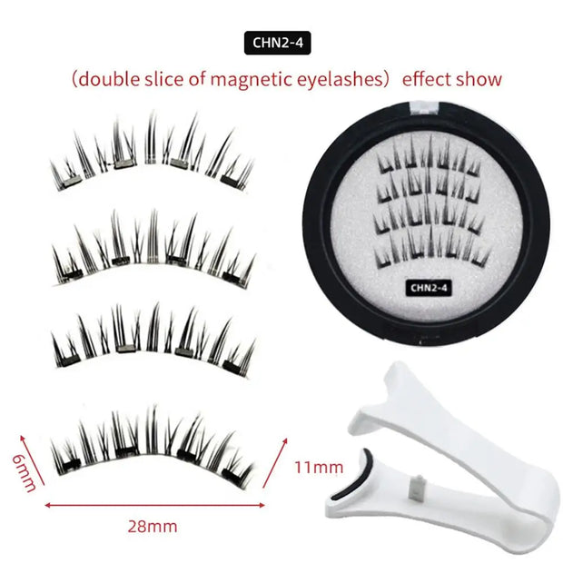 Magnetic Eyelashes Kit – 3D Natural Effect Reusable False Lashes with Tweezers