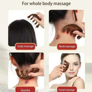 Sandalwood Massage Comb – Five-Tooth Whale Comb & Scalp Massager | Relaxing Hair & Body Wellness Tool