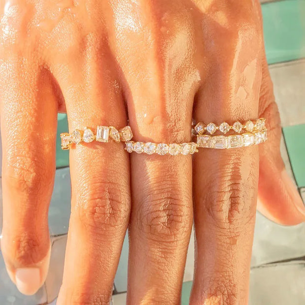 Minimalist Gold Cubic Zirconia Stacking Ring – Elegant Jewelry for Women