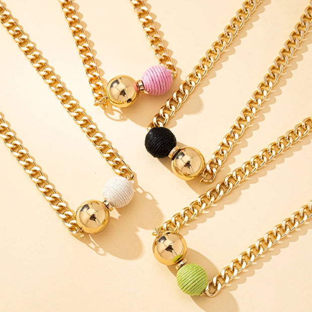 “Colorful Beaded Chain Necklace – Y2K Fashion Jewelry for Women