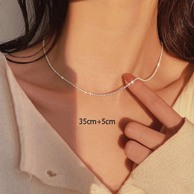 Sparkling Silver Clavicle Necklace