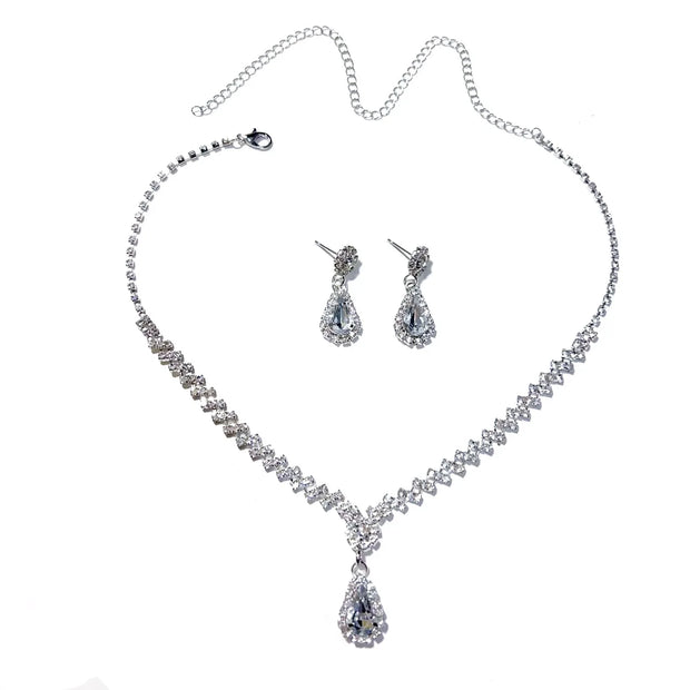 Bridal Rhinestone Jewelry Set – Necklace & Earrings