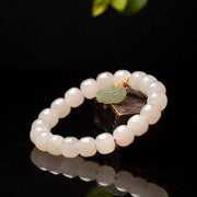 Pink Hand-Woven Rope Bracelet – Hetian Jade & Pearl Tassel Jewelry