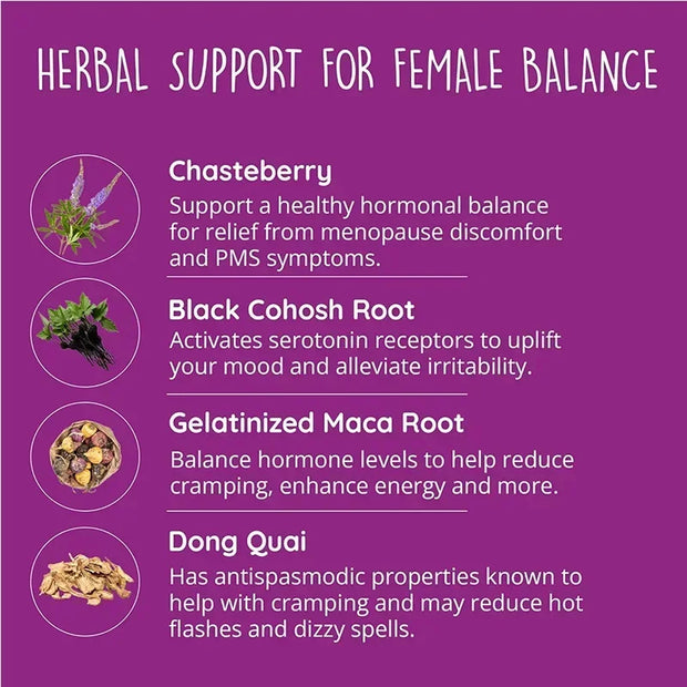 Female Hormone Balance Supplement – Supports Estrogen Metabolism, Menopause Relief & Mood Improvement