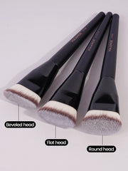 MAANGE 3pcs Professional Makeup Brush Set – Angle, Round & Flat Head Foundation Brushes with Box