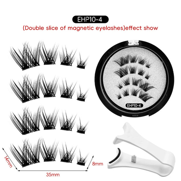 Magnetic Eyelashes Kit – 3D Natural Effect Reusable False Lashes with Tweezers
