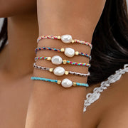 Colorful Rope Freshwater Pearl Bracelet – Adjustable Summer Trend Jewelry for Women