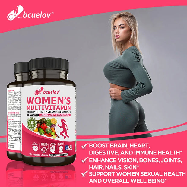 Women’s Multivitamin & Multimineral Supplement – Magnesium, Biotin, Calcium, Zinc & Selenium | Supports Joints, Skin & Nails