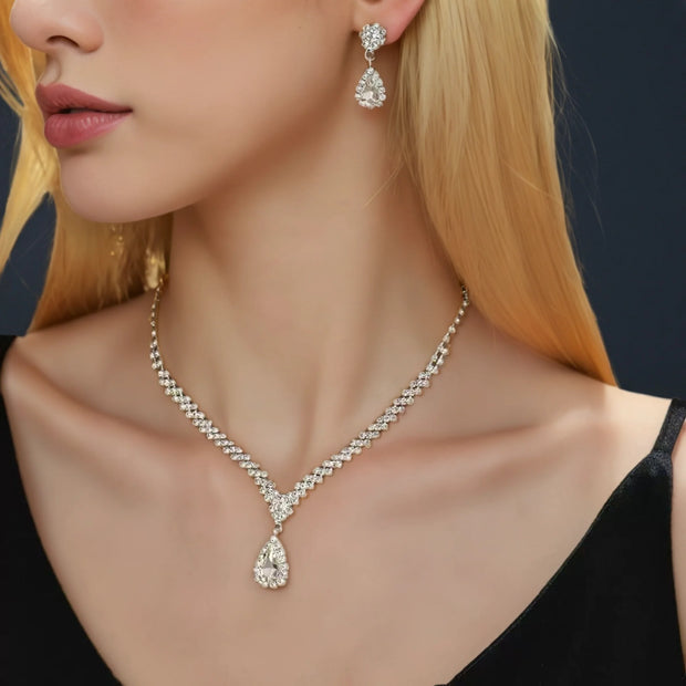 Bridal Rhinestone Jewelry Set – Necklace & Earrings