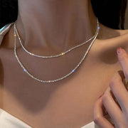 Sparkling Silver Clavicle Necklace