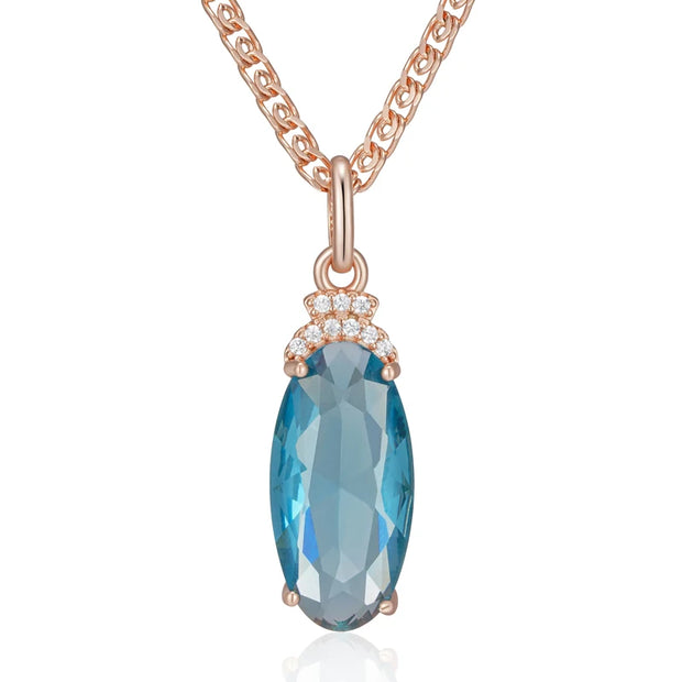 Luxury Oval Blue Zircon Necklace