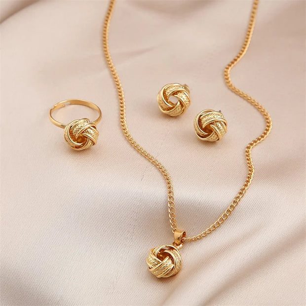 3-Piece Round Pearl Jewelry Set – Elegant Vintage Style for Women