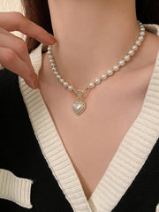 Elegant Pearl Heart  Necklace