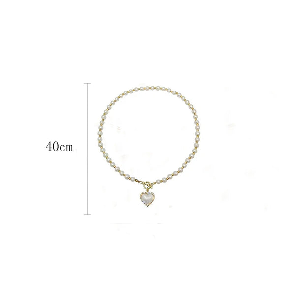 Elegant Pearl Heart  Necklace