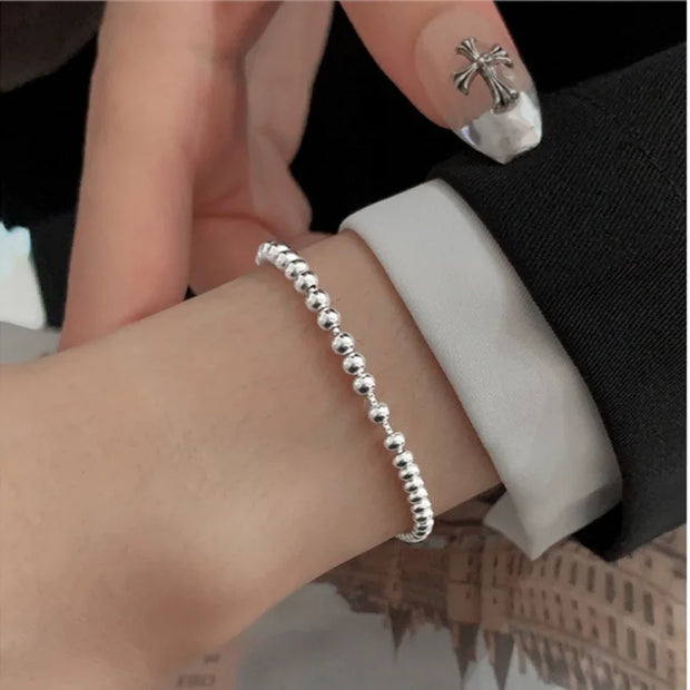 Sterling Silver Beaded Bracelet – Handmade Adjustable Jewelry