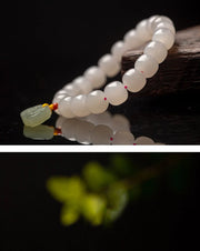 Pink Hand-Woven Rope Bracelet – Hetian Jade & Pearl Tassel Jewelry