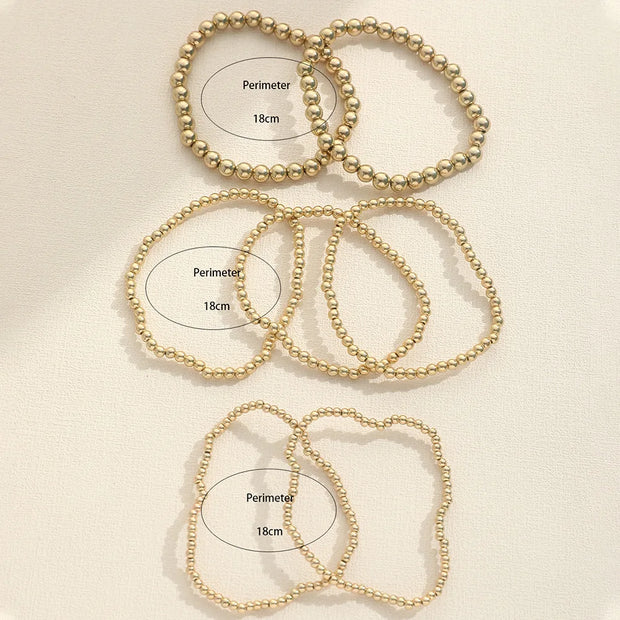 New Beaded Bracelets for Women – Handmade Charm Link Chain & Gold Color Beads