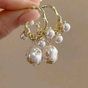 French Vintage Faux Pearl C-Design Earrings | Luxurious Drop Earrings for Women