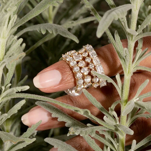 Minimalist Gold Cubic Zirconia Stacking Ring – Elegant Jewelry for Women