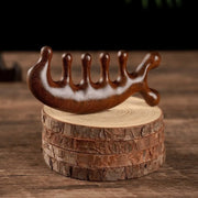 Sandalwood Massage Comb – Five-Tooth Whale Comb & Scalp Massager | Relaxing Hair & Body Wellness Tool