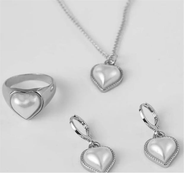 3-Piece Round Pearl Jewelry Set – Elegant Vintage Style for Women