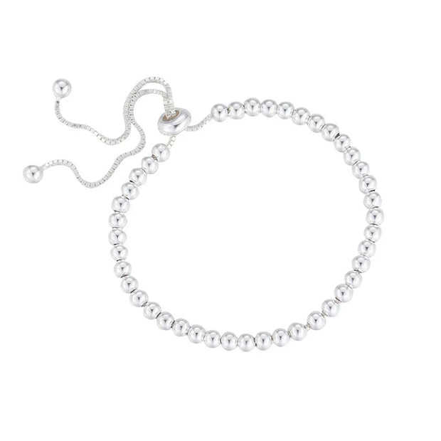 Sterling Silver Beaded Bracelet – Handmade Adjustable Jewelry