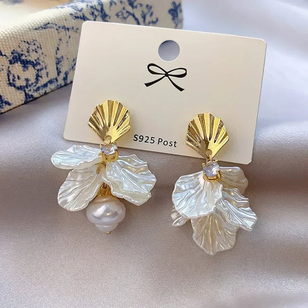 French Vintage Faux Pearl C-Design Earrings | Luxurious Drop Earrings for Women