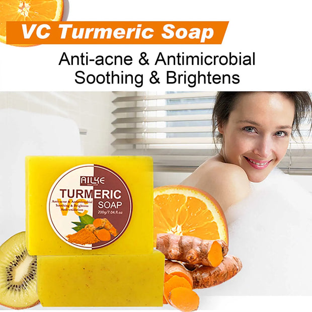 AILKE Turmeric Vitamin C Skin Care Set – Organic Anti-Acne, Whitening & Hydrating Korean Facial Products