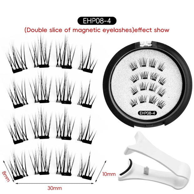 Magnetic Eyelashes Kit – 3D Natural Effect Reusable False Lashes with Tweezers