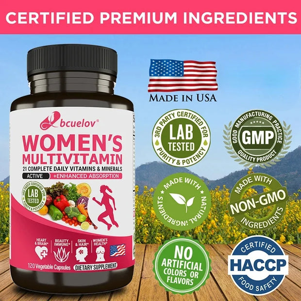Women’s Multivitamin & Multimineral Supplement – Magnesium, Biotin, Calcium, Zinc & Selenium | Supports Joints, Skin & Nails