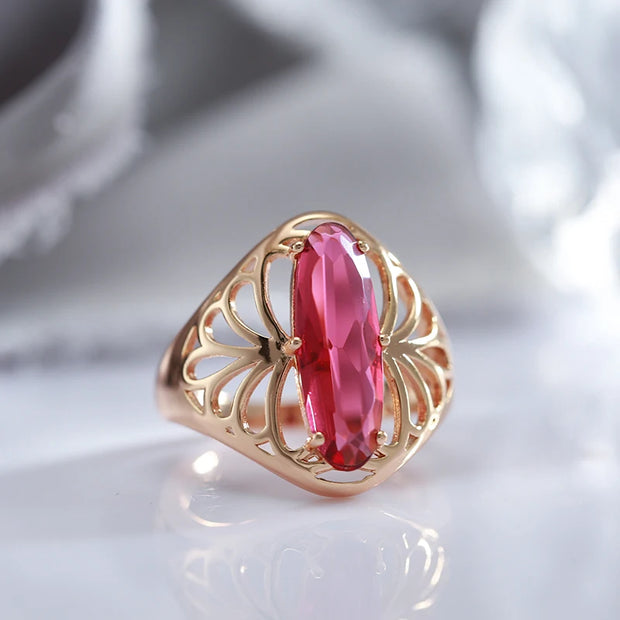Luxury Oval Pink Zircon Jewelry Set