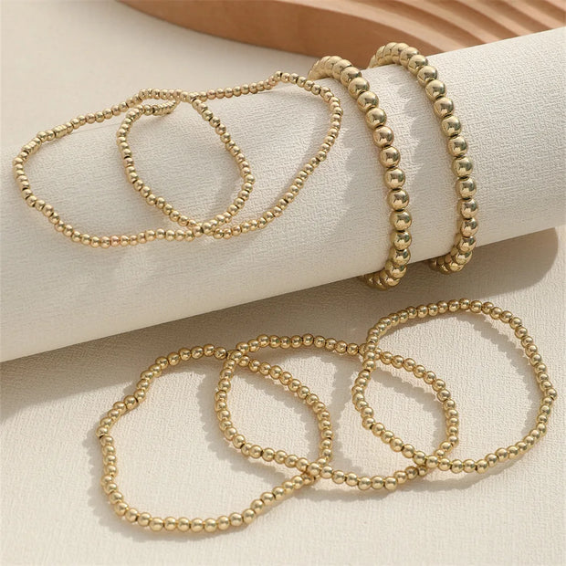 New Beaded Bracelets for Women – Handmade Charm Link Chain & Gold Color Beads