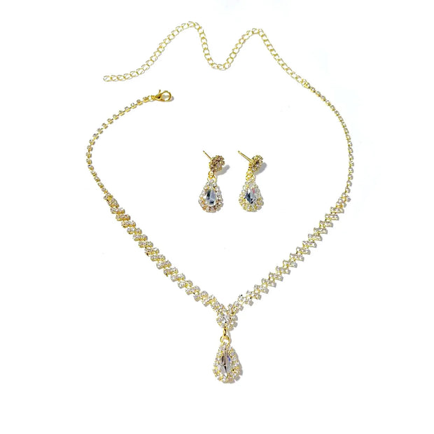 Bridal Rhinestone Jewelry Set – Necklace & Earrings