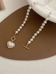 Elegant Pearl Heart  Necklace