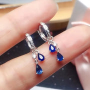Light Luxury Silver Blue Crystal Drop Earrings – Elegant Water Drop Zircon Pendant Jewelry for Women