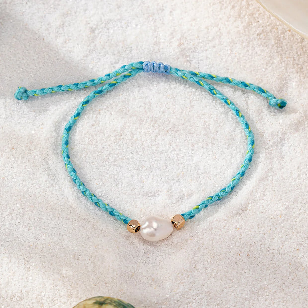 Colorful Rope Freshwater Pearl Bracelet – Adjustable Summer Trend Jewelry for Women