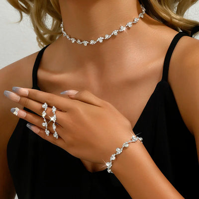Bridal Crystal Jewelry Set – Choker Necklace, Earrings & Bracelet