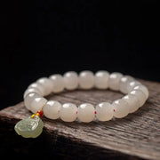 Pink Hand-Woven Rope Bracelet – Hetian Jade & Pearl Tassel Jewelry