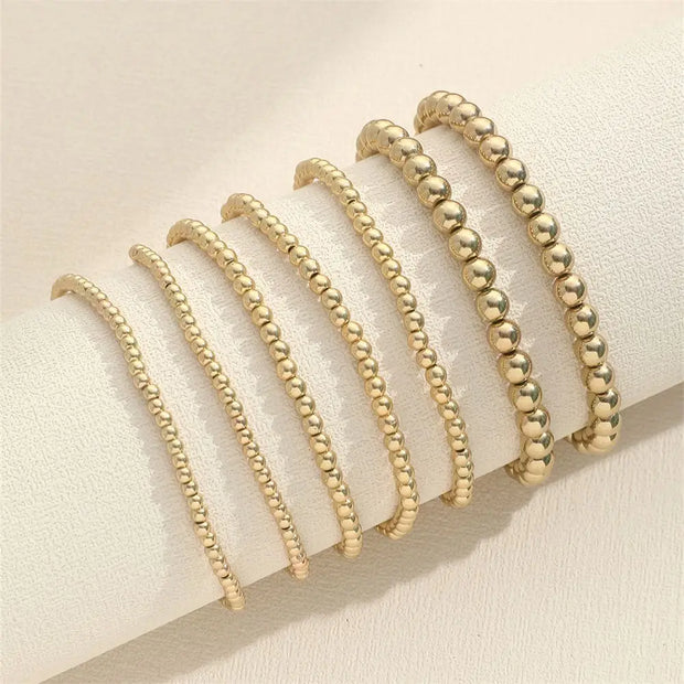New Beaded Bracelets for Women – Handmade Charm Link Chain & Gold Color Beads