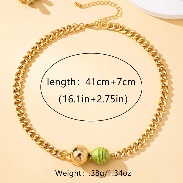 “Colorful Beaded Chain Necklace – Y2K Fashion Jewelry for Women