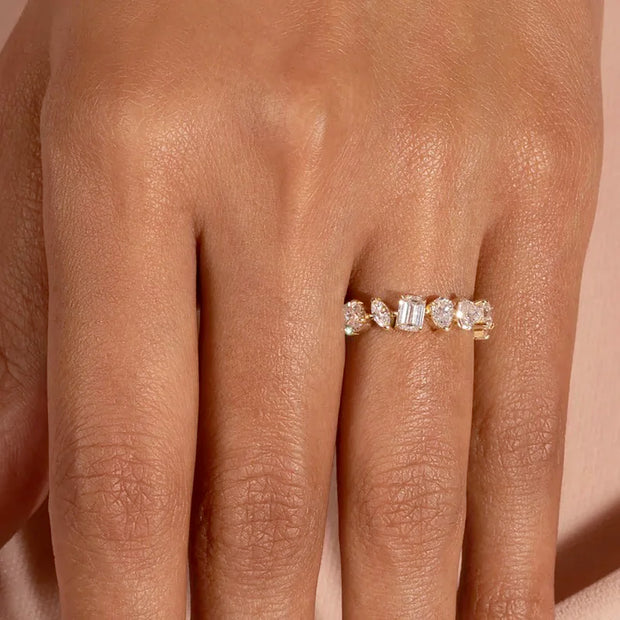 Minimalist Gold Cubic Zirconia Stacking Ring – Elegant Jewelry for Women
