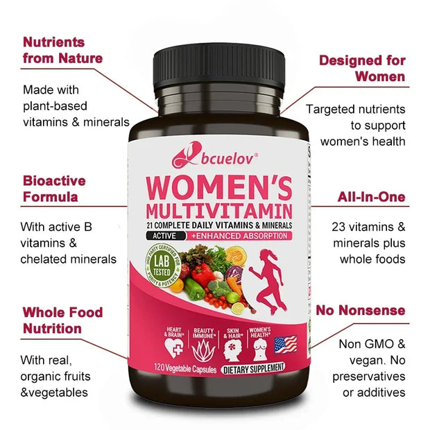 Women’s Multivitamin & Multimineral Supplement – Magnesium, Biotin, Calcium, Zinc & Selenium | Supports Joints, Skin & Nails
