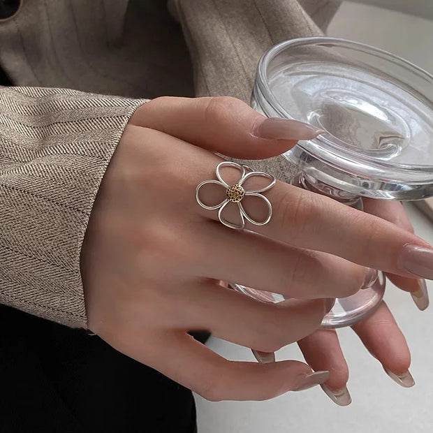 Sterlig Silver Big Flower Ring- Handmade Jewelry