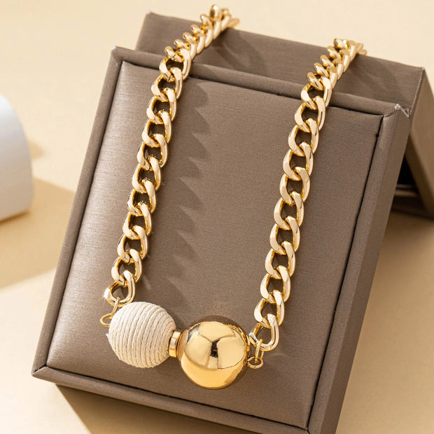 “Colorful Beaded Chain Necklace – Y2K Fashion Jewelry for Women