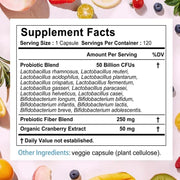 Women’s Probiotic Supplement – 50 Billion CFUs with Cranberry & Prebiotics | Supports Digestion, Immunity & Vaginal Health