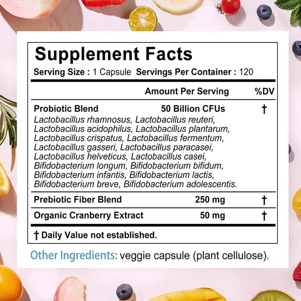 Women’s Probiotic Supplement – 50 Billion CFUs with Cranberry & Prebiotics | Supports Digestion, Immunity & Vaginal Health