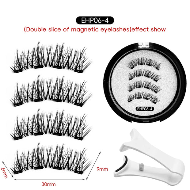 Magnetic Eyelashes Kit – 3D Natural Effect Reusable False Lashes with Tweezers