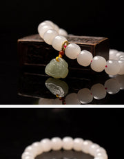 Pink Hand-Woven Rope Bracelet – Hetian Jade & Pearl Tassel Jewelry