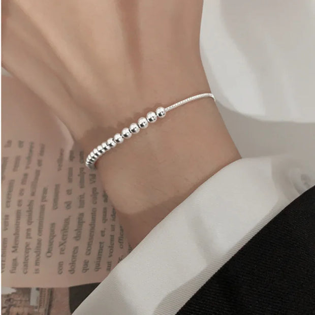 Sterling Silver Beaded Bracelet – Handmade Adjustable Jewelry